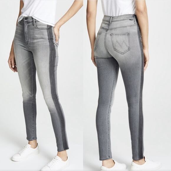 Mother The Swooner Jeans Supermoon Stripe Gray Denim Raw Hems Size 25 - Picture 1 of 9